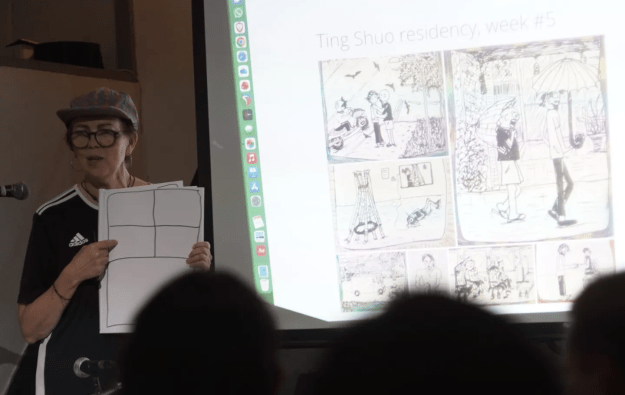 Chrissie shows examples from her diary and the template she uses
